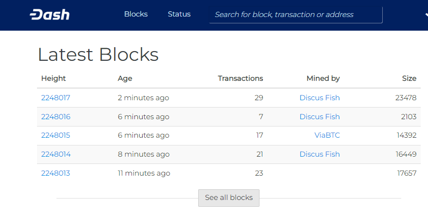 Dash Blockchain Explorer